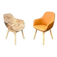 Chaise de salle à manger moderne en tissu velours avec accoudoirs pour hôtel, restaurant, maison, bureau