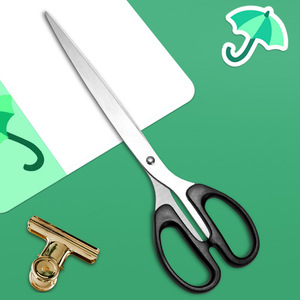 Stainless Steel Office Scissors 10 Inch Straight Head Black Home Use Paper Cutting - Product Image 2