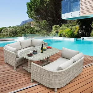 Últimas design mini jardim rattan corda de vime pátio ao ar livre mobiliário conjunto de sofá