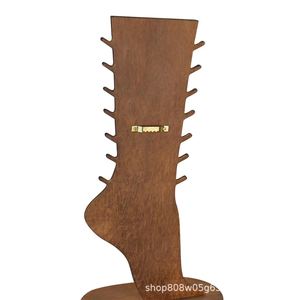 Présentoir à bijoux en bois massif pour bracelets et chaînes de cheville, support de comptoir de bureau, couleur rétro, 3 niveaux - Product Image 1