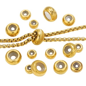 Adjustable Slider Spacer <b>Beads</b> | 18K PVD Gold Plated Stainless Steel <b>Large</b> Hole Stopper <b>Beads</b> for DIY Bracelet Necklace Making - Product Image 5