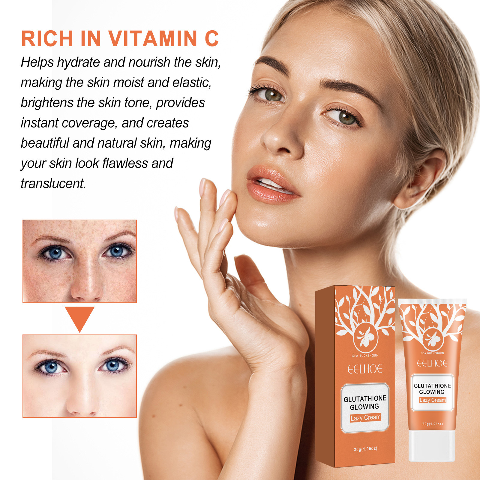 Wholesale EELHOE Glutathione Brightening & Whitening Cream for Glowing Skin 