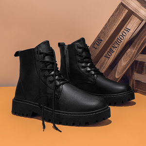 Bottes montantes polyvalentes pour hommes, style britannique, antidérapantes, imperméables, à semelle épaisse, rehaussantes, simples, en PU artificiel, pour le travail - Product Image 5
