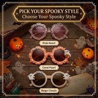 Lunettes de soleil pour chien pour fête d'Halloween, faites à la main, en plastique écologique, avec montures rondes, accessoires photo tendance