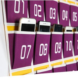Organizador de Pared de Acero Inoxidable para Escuela, Aula u Oficina, Bolsa de Almacenamiento para Celulares a Bajo Precio, Guardarropa de Cinco Niveles - Product Image 5