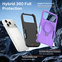 Étui de protection haut de gamme violet pour iPhone 17 18 Pro Max, antichoc, magnétique, avec support de téléphone intégré
