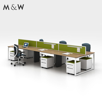 M & W Nouveau produit Table en bois Bureaux design Poste de travail pour 6 personnes Mobilier de bureau