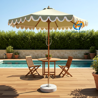 Parasol de plage commercial imprimé personnalisé, design bohème, pour patio extérieur, avec franges, style Bali Algida Ricard et bord festonné