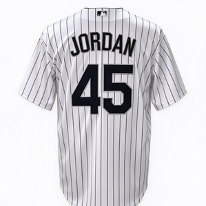 <b>White</b> <b>Black</b> Striped Baseball JerseyN #45 JIMENEZ #74 ABREU #79 Men Short Sleeve Stitched Name Number Multiple Numbers Spor - Product Image 2