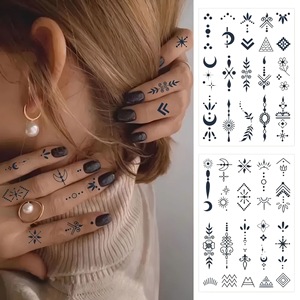Mini adesivi impermeabili per tatuaggi temporanei, piccoli tatuaggi finti a forma di luna, stella, cuore, dita, mani, di lunga durata, per decorazioni quotidiane da donna - Product Image 2