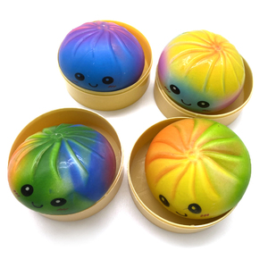 Colorful Gradient Steamed Bun Soft Squeeze Stress Dumplings with Powder Filling for Table Anxiety Relief Office Decor - Product Image 1