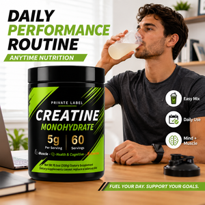 Creatina Monohidrato en Polvo de Marca Privada, 5g por Porción, 60 Porciones, Apoyo al Rendimiento Muscular y Cognitivo, OEM, Listo para Enviar - Product Image 1