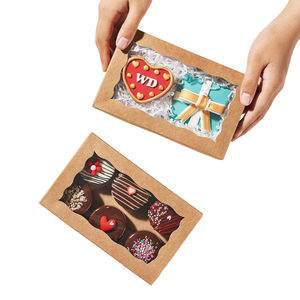 Cajas de Regalo Rígidas Biodegradables y Reciclables de Papel Kraft Vietnamita, Diseño con Ventana Abierta, Estampado, Recubrimiento UV, Premium, para Pastelería y Supermercado - Product Image 1