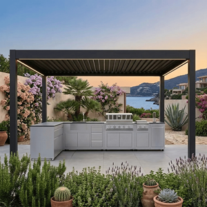 Nouveau produit : Cuisine extérieure modulaire en acier inoxydable 304 à surface lisse, anti-insectes, avec pergolas en aluminium et armoire. - Product Image 1