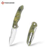 Couteau pliant de survie Yeehand à lame tranchante, personnalisable OEM, lame en acier 5CR14, manche en G10