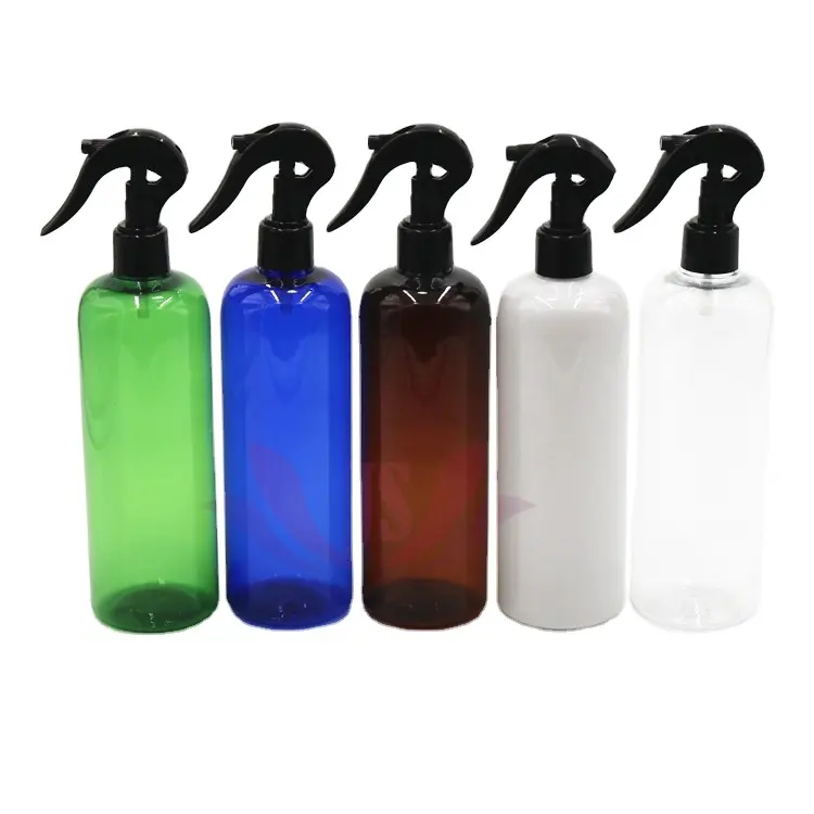 Runde Alkohol schwarz Kunststoff Sprüh flasche 250ml 100ml 150ml 500ml Fein nebel Trigger Spray PET Flaschen für Reiniger