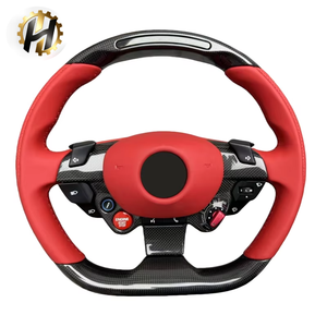 Volante Deportivo de Cuero Rojo y Fibra de Carbono para Mejora del Interior de Ferrari - Product Image 1