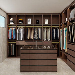 CBMmart MDF Holzmaserung Luxus Kleider schrank für zeitgenössische Innenräume mit hängenden Schienen und Schubladen - Product Image 6