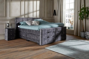 Lit Moderne Luxueux avec <span class=keywords><strong>Sommier</strong></span> Ajustable et Rangement, Revêtement en Velours/Lin/Chenille, Cadre en Bois/Métal Chromé Écologique - Product Image 6
