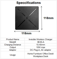 Chargeur sans fil invisible pour les salons des halls d'hôtel bureau de charge rapide 50mm sortie ca/cc longue distance 20W chargeur de table rapide
