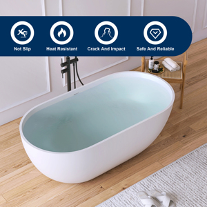 อ่างอาบน้ำเรซิ่นพรีเมียม Maydon แบบแช่ตัวลึก พร้อมอ่างอาบน้ำแบบ Solid Surface สำหรับห้องน้ำ ขนาด 1500 มม. อ่างอาบน้ำหรูหราแบบตั้งพื้น - Product Image 3