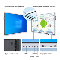 Layar Panel Datar Interaktif Android 15 65 Inci IFPD 4K Layar Sentuh LCD Papan Pintar Interaktif untuk Pendidikan dan Konferensi