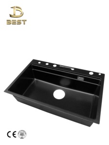 Évier de cuisine en quartz composite d'usine Éviers de cuisine noirs Poste de travail Évier de cuisine populaire à double cuvette en granit - Product Image 6