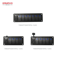 DAMAVO Panneau de commutateur à bascule étanche IP65 4-7 gang 12V-24V en alliage d'aluminium et nylon pour usage marin et industriel avec chargeur USB rapide
