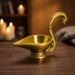 Premium Brass Akhand Diya with Decorative Handle Traditional Pooja <b>Oil</b> <b>Lamp</b> Deepak Handcrafted Brass Prayer Diya for Home Temple - Product Image 1