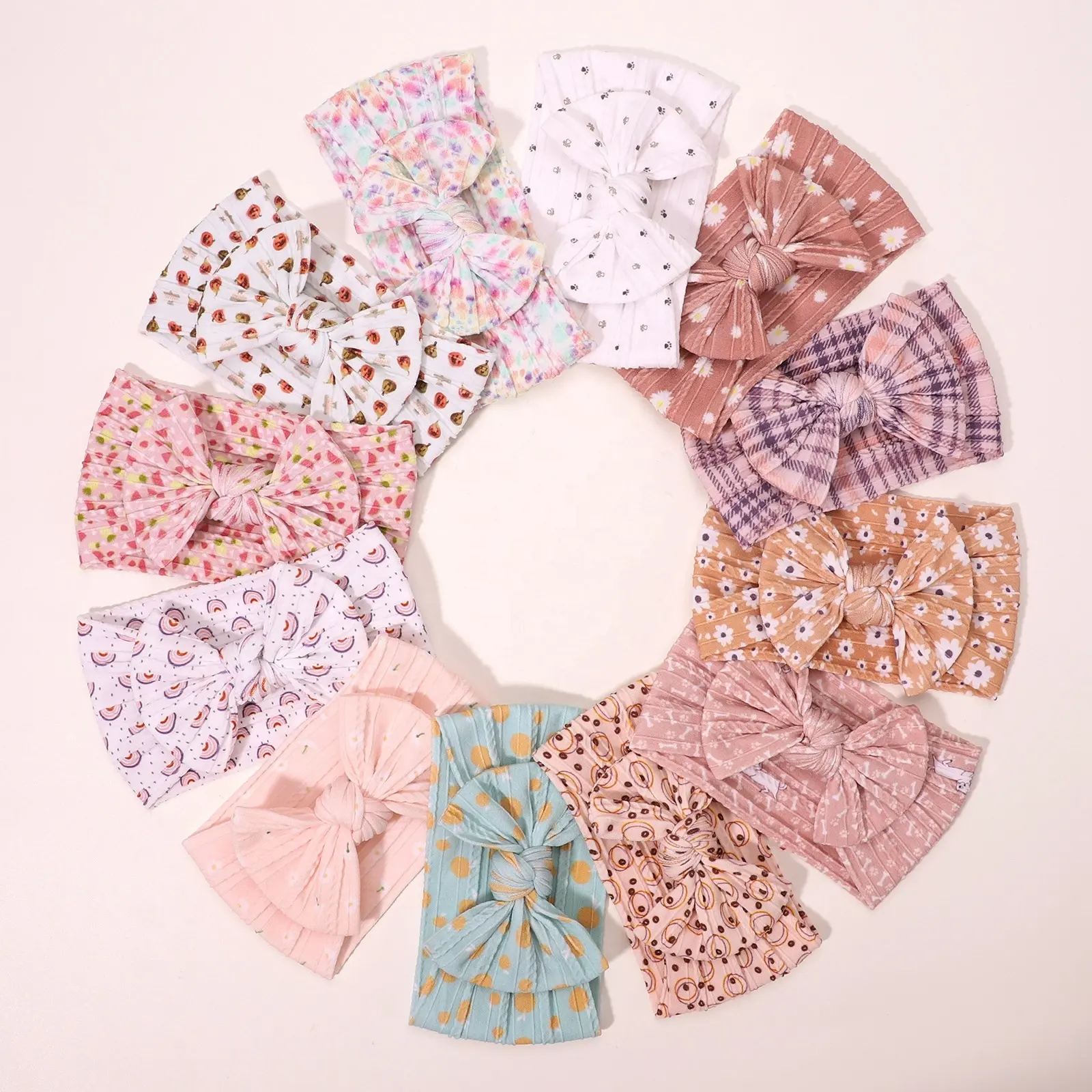 Tasarımcı kumaş bebek kafa bandı ve yaylar bebek ünlü markalar moda kablo naylon baskı çiçek çocuklar kafa bandı