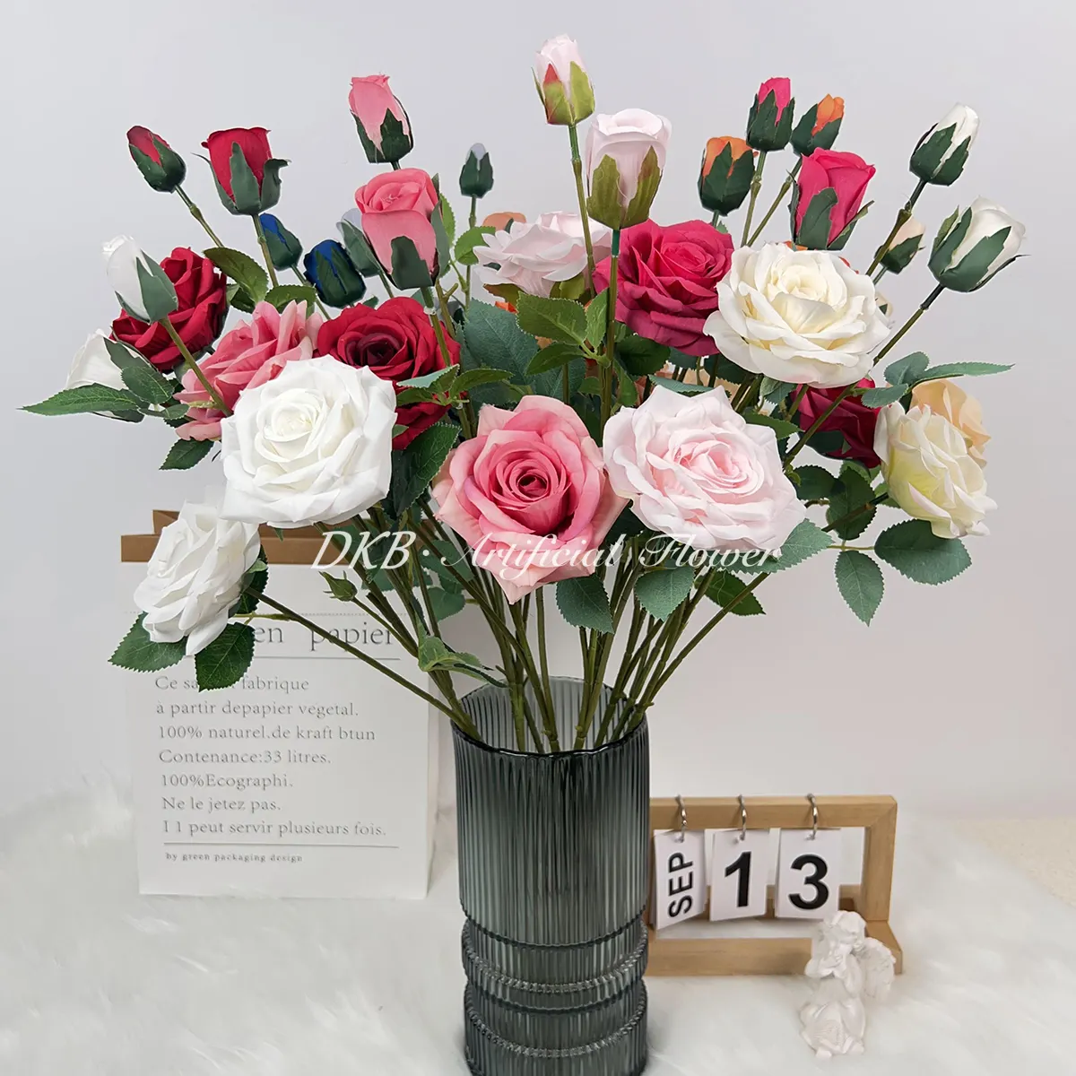 Искусственные свадебные цветы, одна роза, настоящее прикосновение, высокое качество, шелк, бархат, белая роза, оптом для Дня Святого Валентина