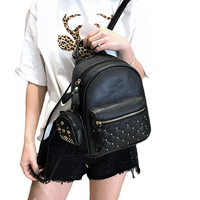 Sac à dos mini tendance 2026 en cuir PU imperméable pour femme, sac d'école portable noir souple pour filles, usage quotidien