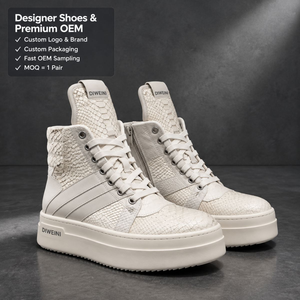 Zapatillas de Plataforma de Lujo para Hombre y Mujer, Diseño de Piel de Serpiente Blanca de Alta Calidad, Nuevas - Product Image 1