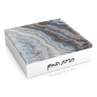 Ensemble de Birkat Hamazon en Lucite Judaica, support de Bencher plat en acrylique avec couvercle magnétique, boîte à motif Agate