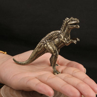 Métal artisanat simulation double couronne dragon ornements dinosaure bronze statue maison collection