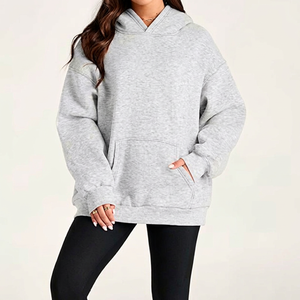 Sudadera con Capucha Extra Grande para Mujer, Color Sólido, Manga Larga, Tejido de Algodón Transpirable, Estilo Casual para Otoño - Product Image 1
