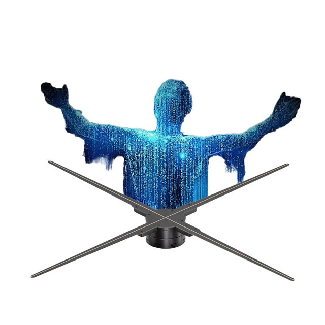 Fast Delivery 52cm 3D LED Holographic Fan 4 Blades High Resolution Naked Eye Stereo 3D Hologram Display for Indoor Use OEM