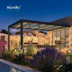 AlunoTec Fully Electric Garden Pergolas Bioclimatique Aluminium Louvred Roof Louvres Gazebo Manufacturers