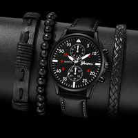 Nouveau Lot de 4 Montres-bracelets à Quartz pour Homme en Cuir PU, Ensemble d'Affaires à Bas Prix (Boîte Non Incluse)