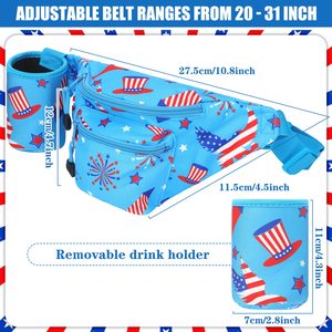 4 de <span class=keywords><strong>Julio</strong></span> Fanny <span class=keywords><strong>Pack</strong></span> America Flag Fanny Running Belt Riñonera con soporte para bebidas Accesorios para disfraces - Product Image 2