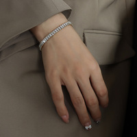 Cadena delicada de tenis Hip Hop de circón 5A de acero inoxidable chapado en oro de 18K para mujer para pulsera, joyería de moda con diamantes completos