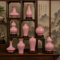 Vase en porcelaine craquelée rose, bouteille à fleurs en céramique effet glace craquelée, artisanat traditionnel, vase décoratif pour la maison, le salon ou l'hôtel