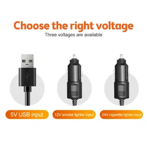 Ventilador de coche de 3 cabezales con placa de matrícula, USB/12V/24V, ventiladores eléctricos de bajo ruido para auto, giratorio 360 grados, enfriador automático - Product Image 6