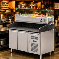 Table de préparation professionnelle pour pizzas en acier inoxydable avec vitrine réfrigérée pour garnitures et comptoir réfrigéré