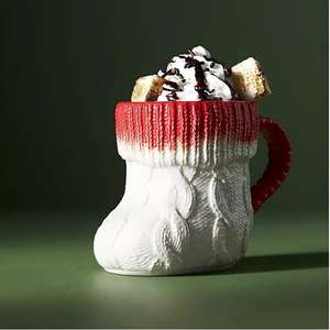 Tazza a forma di calzino natalizia in ceramica in stile festivo con struttura a maglia e colore sfumato-ideale per la casa, il caffè e il regalo - Product Image 5