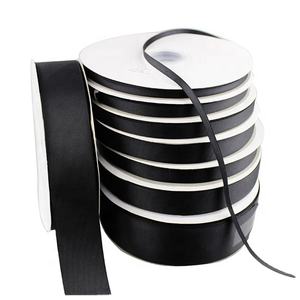Grosir 100% poliester dua wajah pita Grosgrain 3mm-100mm hitam gaya elegan - Product Image 2