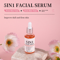 Sérum Visage 5-en-1 Marque Blanche : 30% Vitamine C, 10% Acide Hyaluronique, 5% Niacinamide, Sérum au Collagène pour Éclat et Anti-Rides