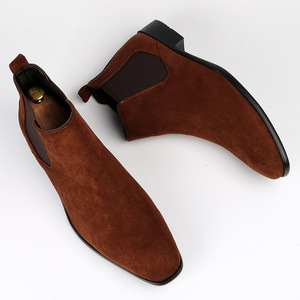 Botas <span class=keywords><strong>Chelsea</strong></span> de Hombre con Punta Cuadrada, Botines Modernos con Tacón, Zapatos Casuales Versátiles con Características de Aumento de Altura - Product Image 1