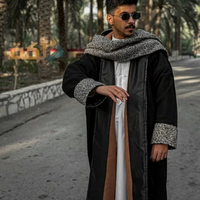 2026 Nouvelle Tunique Homme Personnalisée Farwa Hiver Arabe Musulmane à Capuche Noir Chameau Thobe Vêtement Islamique Ramadan Aïd Arabie Saoudite Dubaï