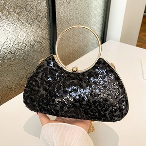 Tracolla clutch rosa lucida da donna con manico ad anello borsa a catena - Product Image 3